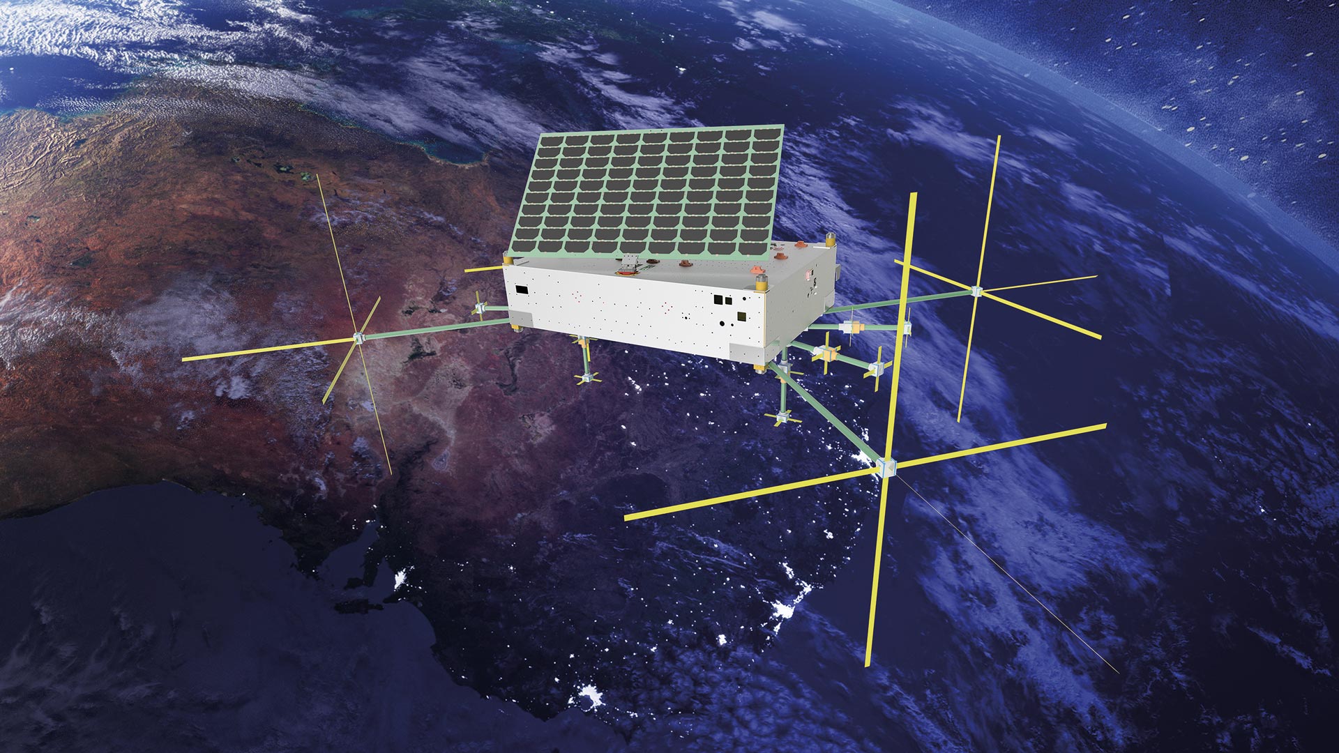 CAD image of Skykraft Satellite with Earth behind